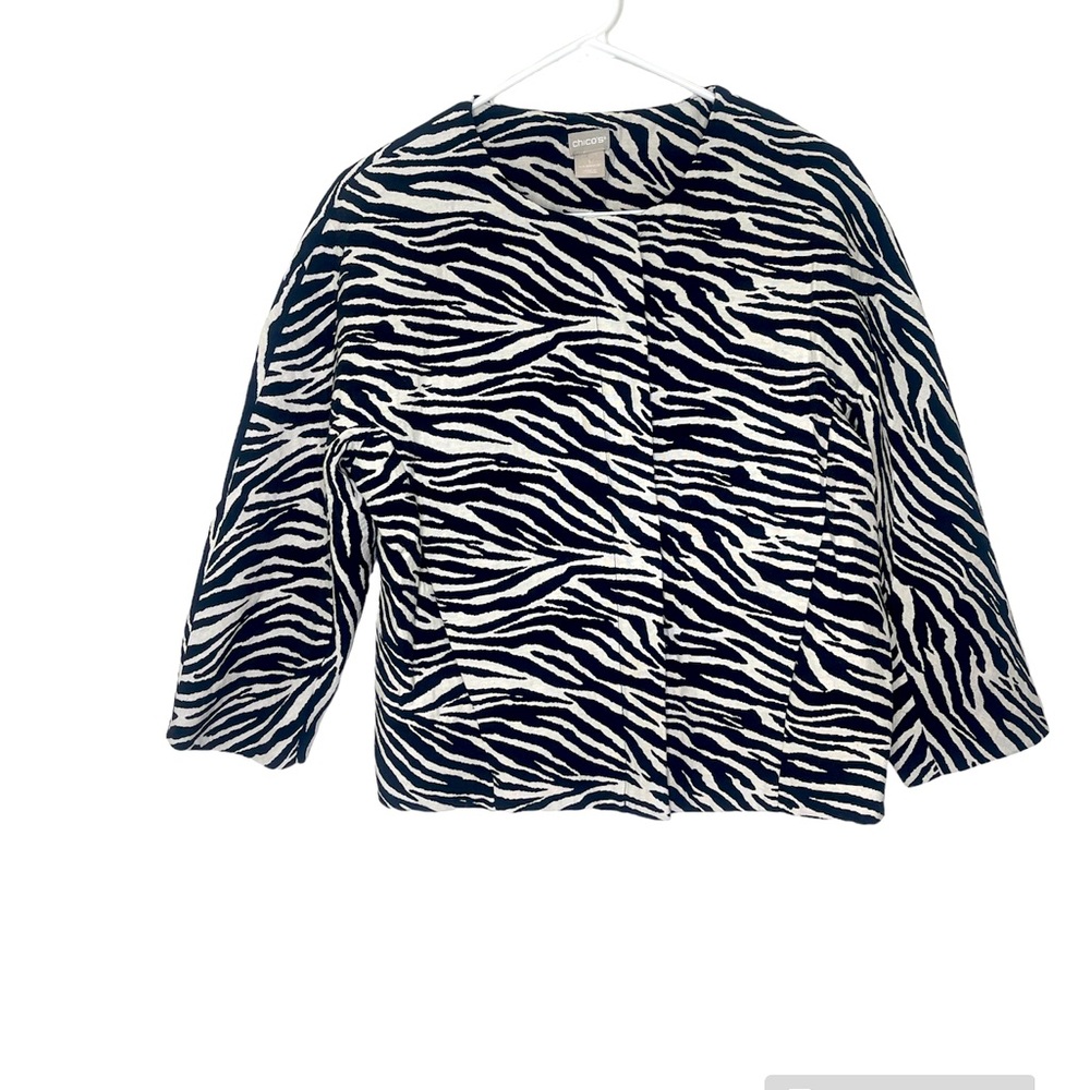 CHICO’s Jacquard Zebra Print Jacket Sz 8/10 ( 1 )